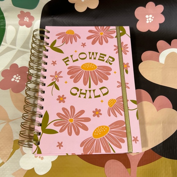 Daisy Flower Child Lined Spiral Hardcover Journal Floral Hippie 70’s Notebook - Picture 1 of 11